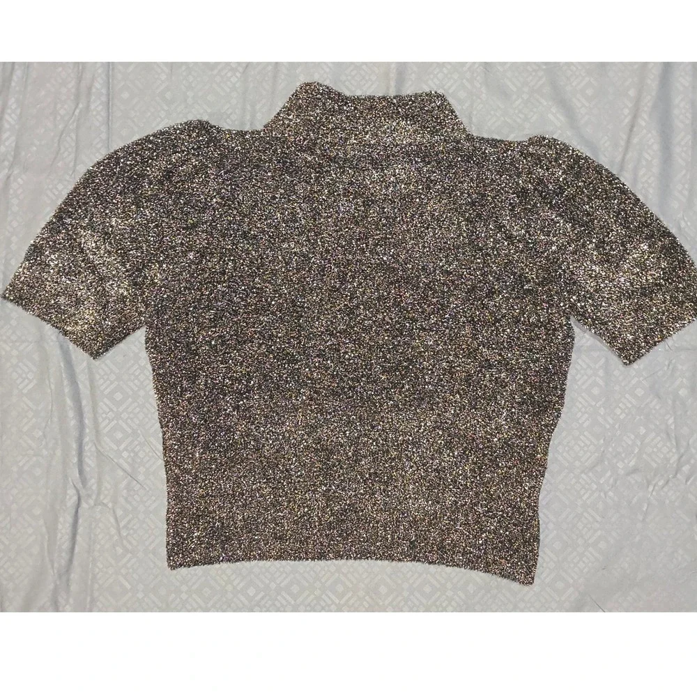 NWOT Kate Spade New York Mock Neck‎ Metallic Black & Gold sweater  Size M